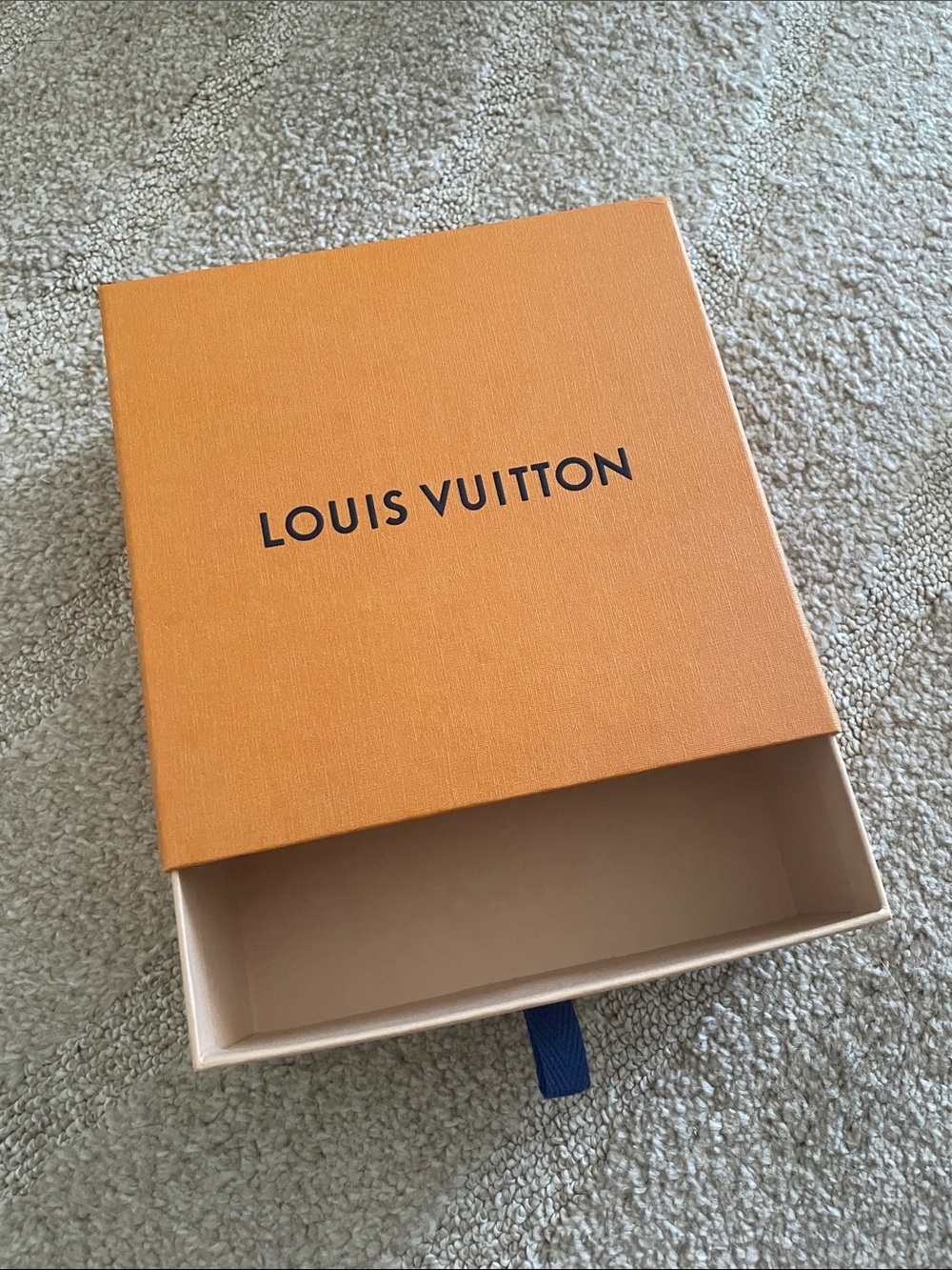 Authentic Louis Vuitton Orange and Black Logo Gift Box with Tan Interior